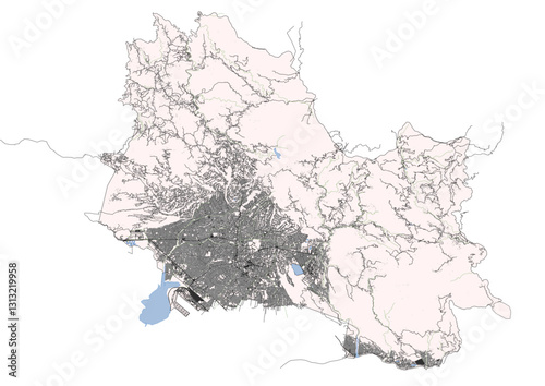 vector map of buildings and highways in the saint andrew region of the country of Jamaica photo