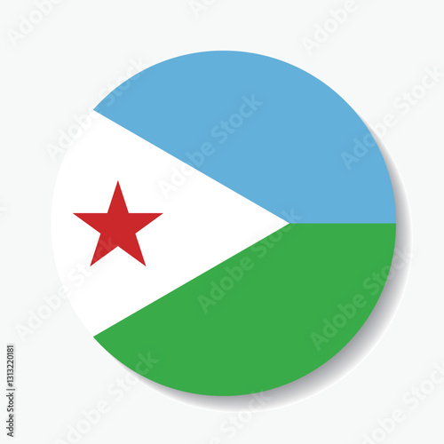 Djibouti circle flag logo icon digital vector illustration