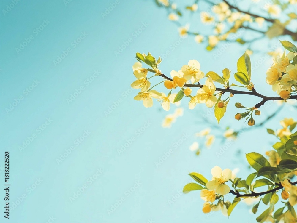 Springtime Nature Background With Fresh Green Leaves And Pink Sakura Trees Springtime Nature Background With Fresh Green Leaves And Pink Sakura Trees