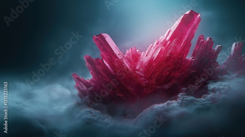 Abstract Red Crystal Formation in Atmospheric Setting