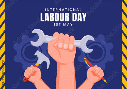 International Workers Solidarity Day Social Media Background with Flat Illustration