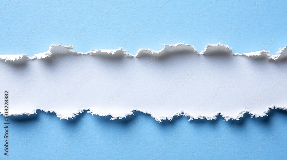 Torn Paper Blue Background White Space Design Torn Paper Blue Background White Space Design