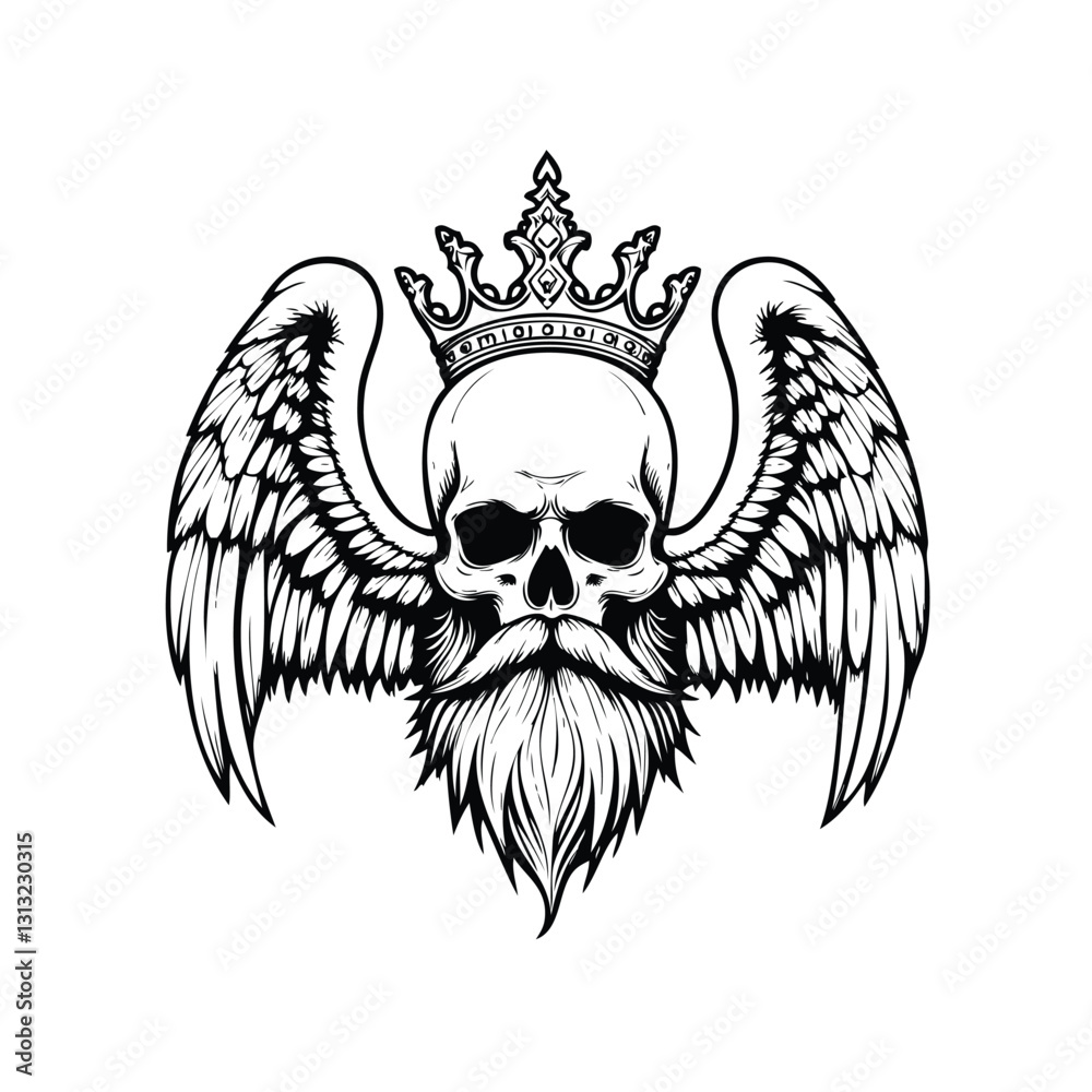 Obraz premium king skull with crown and wings Illustration