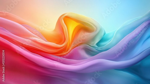 Colorful flowing fabric texture in rainbow hues