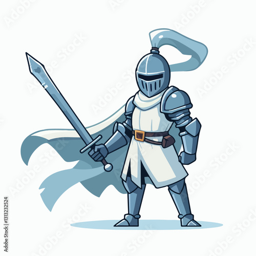 cartoon vector illustration of a war knight