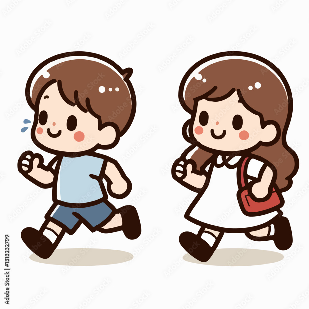 cartoon vector illustration of a person walking and running cartoon vector illustration of a person walking and running