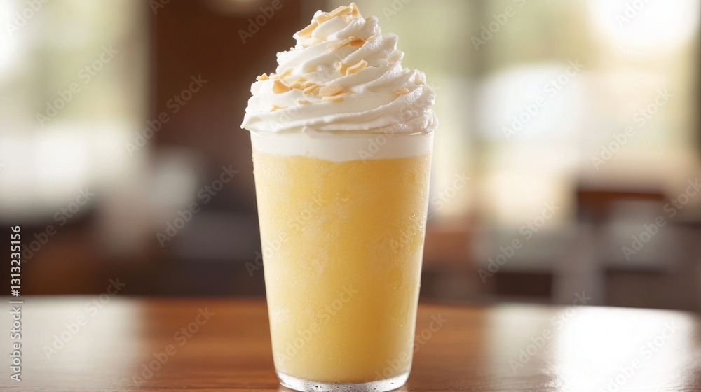 Refreshing Creamy Beverage with Whipped Topping and Garnish Refreshing Creamy Beverage with Whipped Topping and Garnish