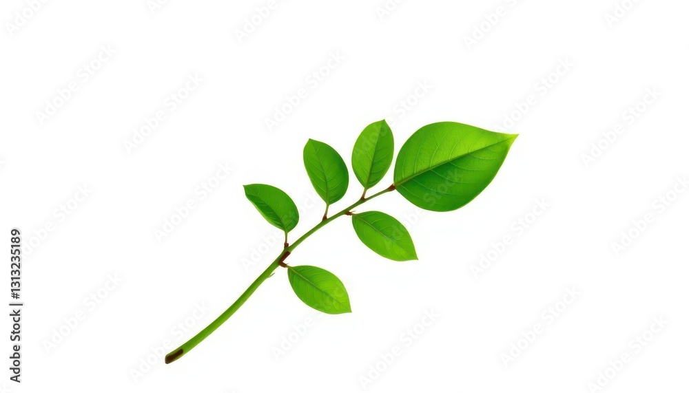 Single vibrant green plant, isolated on pure white backdrop, summer, organic Single vibrant green plant, isolated on pure white backdrop, summer, organic