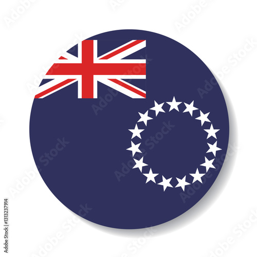 Cook Islands circle flag logo icon digital vector illustration