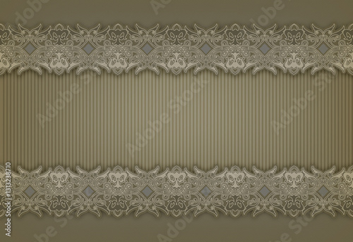 Vintage striped background with decorative ornamental border and copy space for text design.