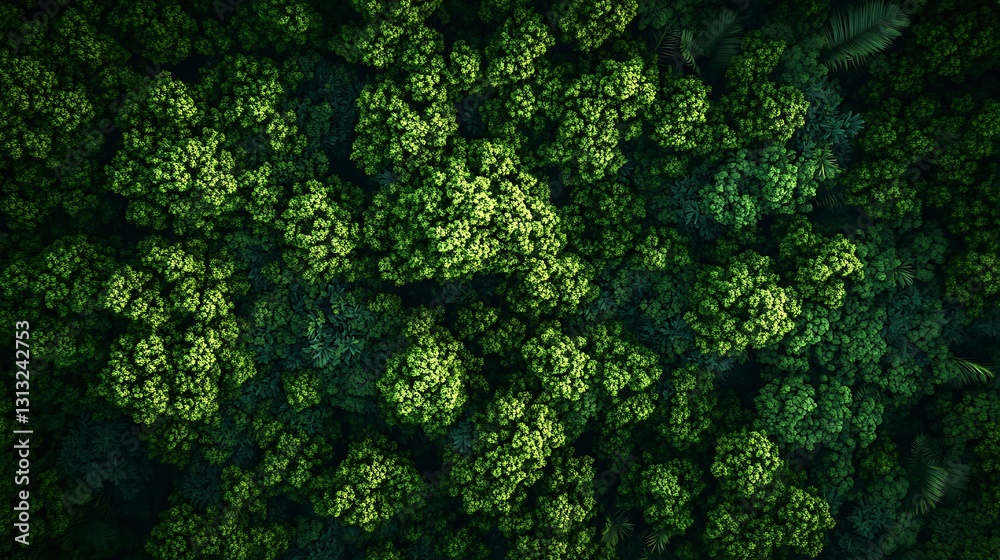 Aerial View of Lush Green Forest Canopy from Above Aerial View of Lush Green Forest Canopy from Above