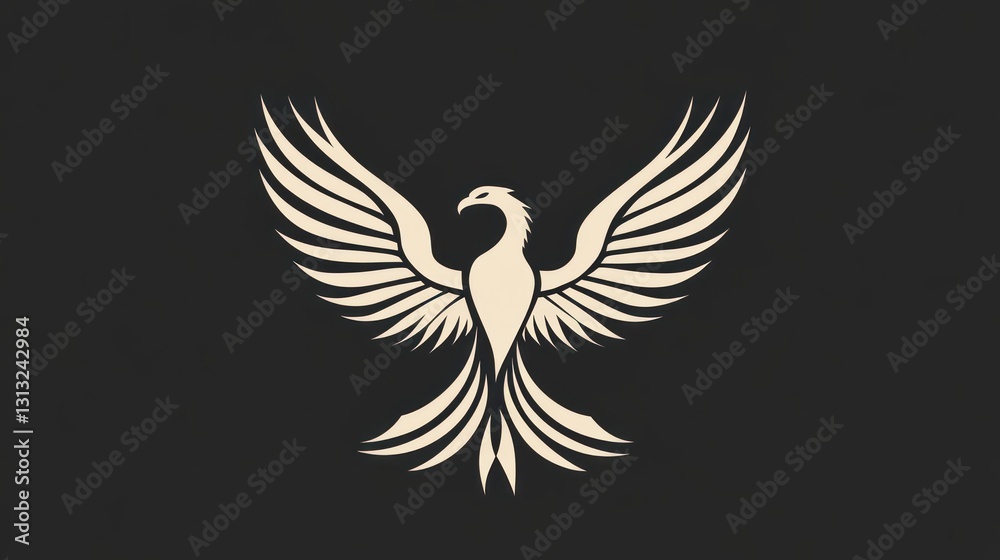 Fototapeta premium Stylized soaring phoenix graphic design