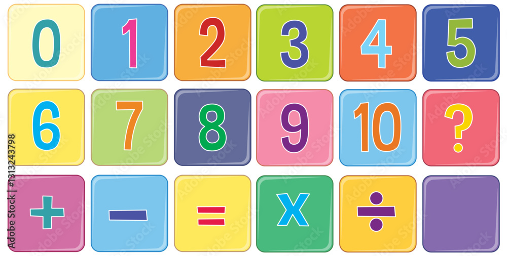 Colorful Numbers and Math Symbols Colorful Numbers and Math Symbols