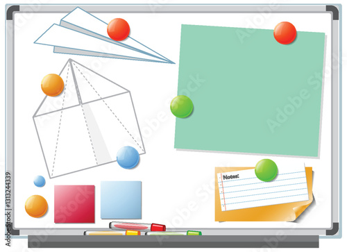 Creative Whiteboard with Office Supplies