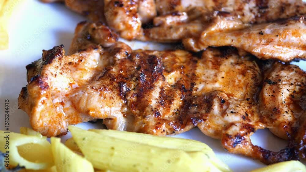 Grilling chicken with flavorful spices on a sunny afternoon Grilling chicken with flavorful spices on a sunny afternoon