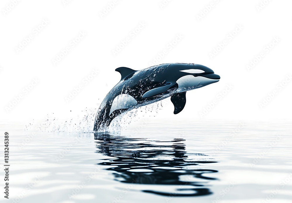 Obraz premium Realistic Vector Illustration of Orca Jumping out of Water