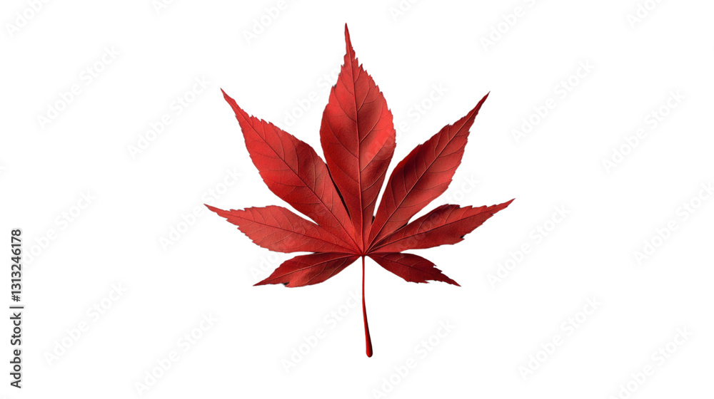 Red maple leaf showing autumn colors on transparent background Red maple leaf showing autumn colors on transparent background