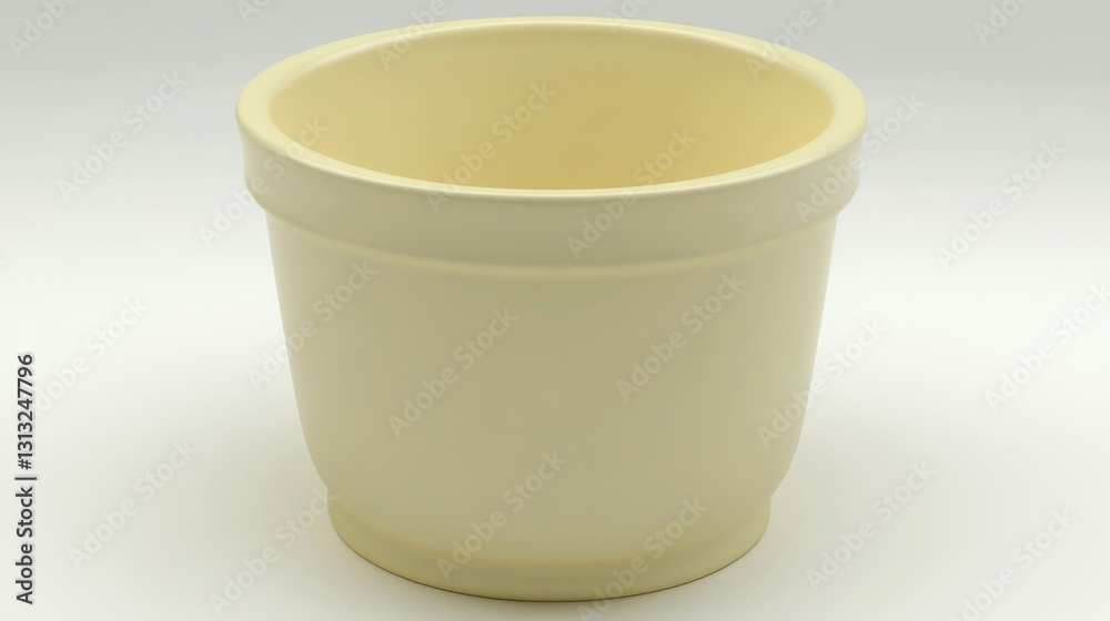 Close-up of an Empty Pale Ceramic Planter on a Clean White Surface Close-up of an Empty Pale Ceramic Planter on a Clean White Surface