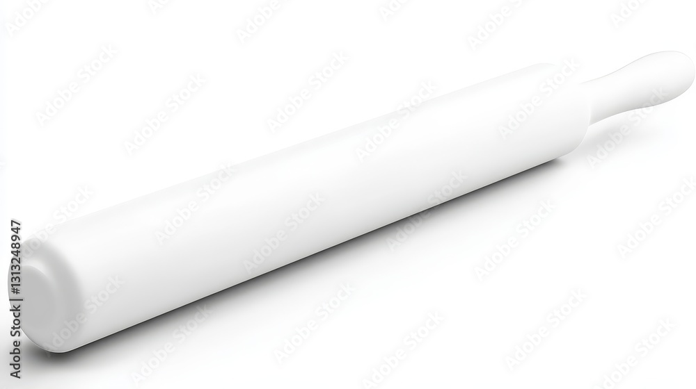 White rolling pin lying on a white surface White rolling pin lying on a white surface