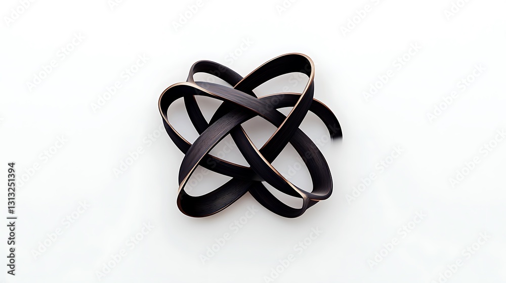 Intertwined Black Metal Sculpture on White Background AI Generated Intertwined Black Metal Sculpture on White Background AI Generated