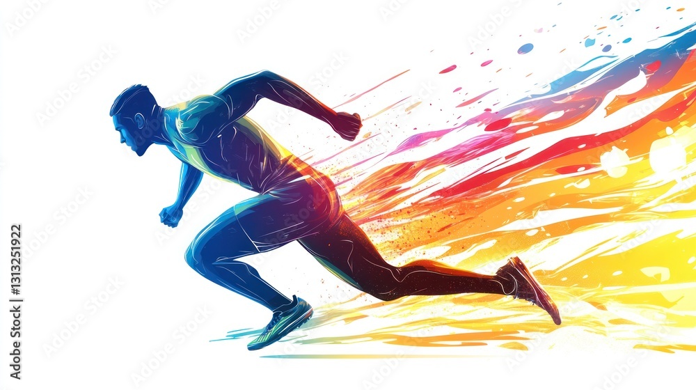 Abstract runner in motion, dynamic action, vibrant colors Abstract runner in motion, dynamic action, vibrant colors