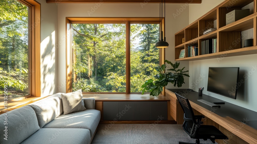 Modern home office with forest view (3) Modern home office with forest view (3)