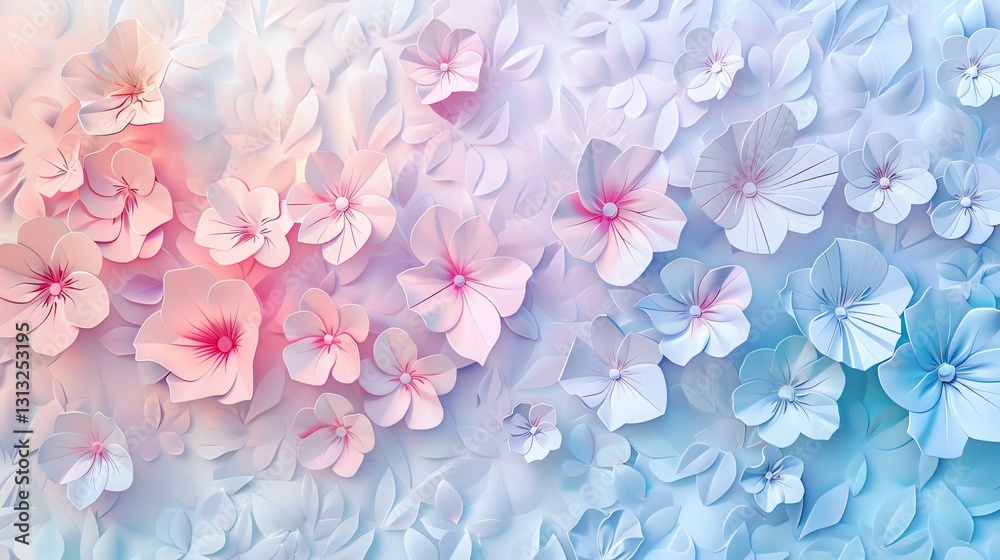 Obraz premium A beautiful blend of pastel-colored flowers in soft hues, creating a serene and calming visual effect. Perfect for backgrounds, designs, and artistic projects.