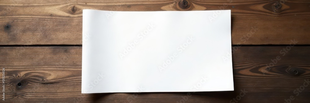 Obraz premium Crisp white paper rests on rustic wooden tabletop , art, material, flatlay
