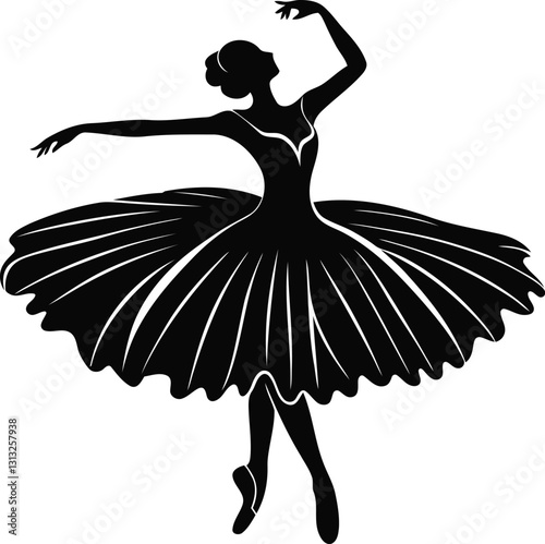 Cute ballet dancer silhouette vector illustration, ballet dancer line art vector, ballet dancer vector icon design