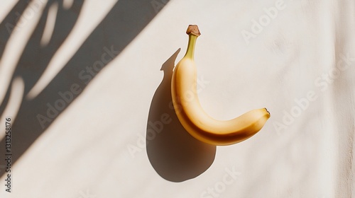 Sunlit banana, shadow, textile, minimal, food photography, healthy eating