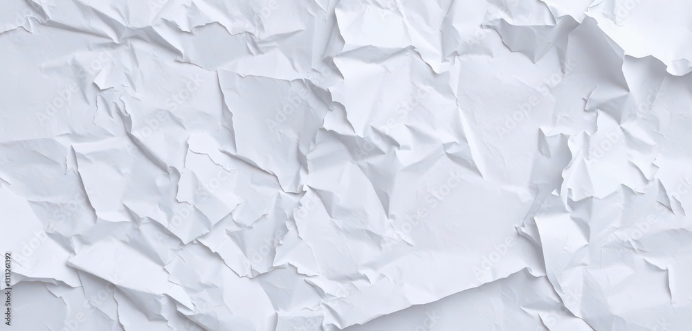 Obraz premium A crumpled sheet of white printer paper, texture visible, material, photography