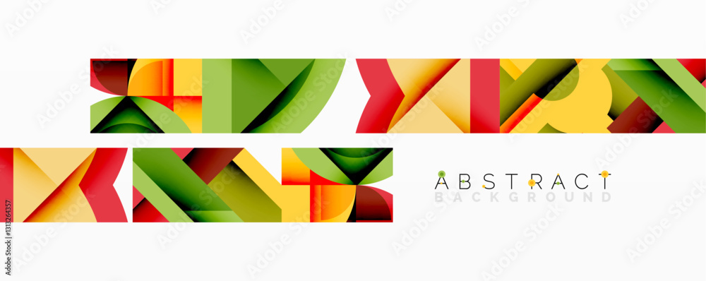 Circles, semi circles, squares and round triangles. Geometric mosaic style pattern abstract background for wallpaper, banner, backdrop, card, book Illustration, landing page Circles, semi circles, squares and round triangles. Geometric mosaic style pattern abstract background for wallpaper, banner, backdrop, card, book Illustration, landing page
