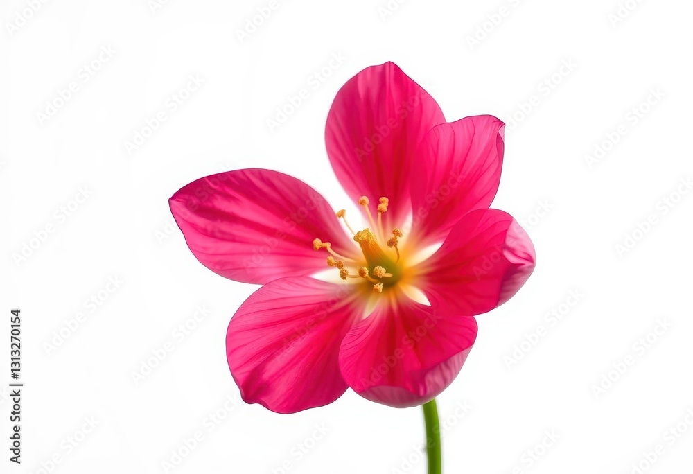 A single vibrant bloom, petals unfurled, isolated against a pure white backdrop, closeup photography, macro A single vibrant bloom, petals unfurled, isolated against a pure white backdrop, closeup photography, macro
