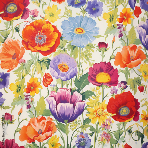 Wallpaper Mural Vintage wallpaper retro colors bold patterns, seamless design Torontodigital.ca