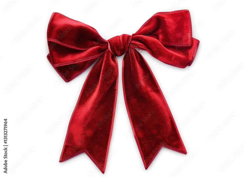 Red ribbon with a bow, isolated on a white background, top view Red ribbon with a bow, isolated on a white background, top view