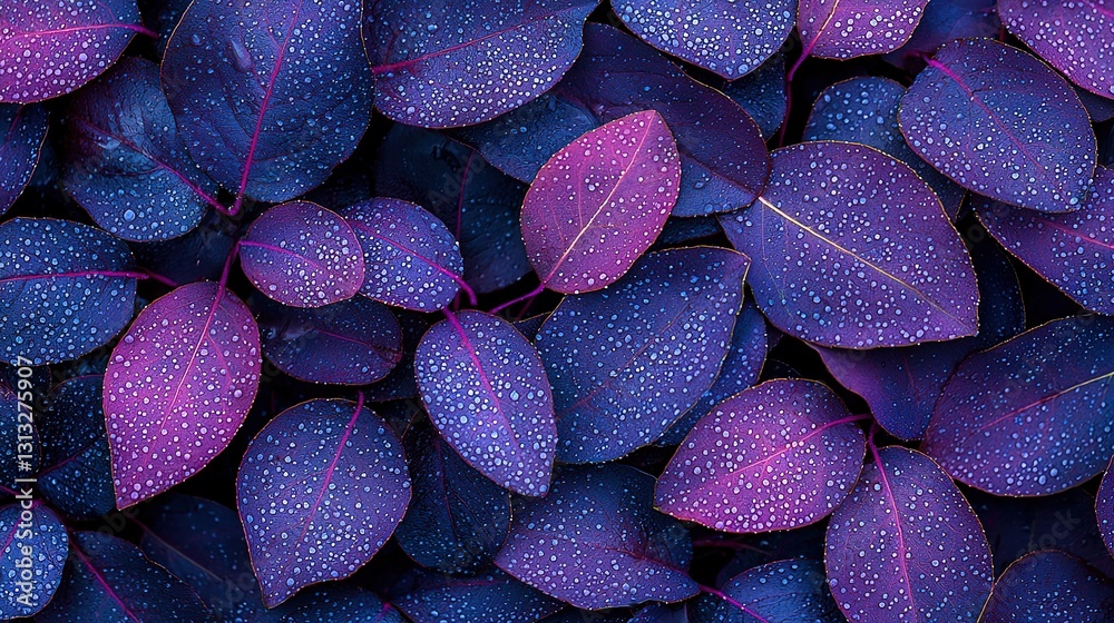 Fototapeta premium Closeup of vibrant summer leaves with raindrops nature setting gigapixel quality macro perspective fresh growth