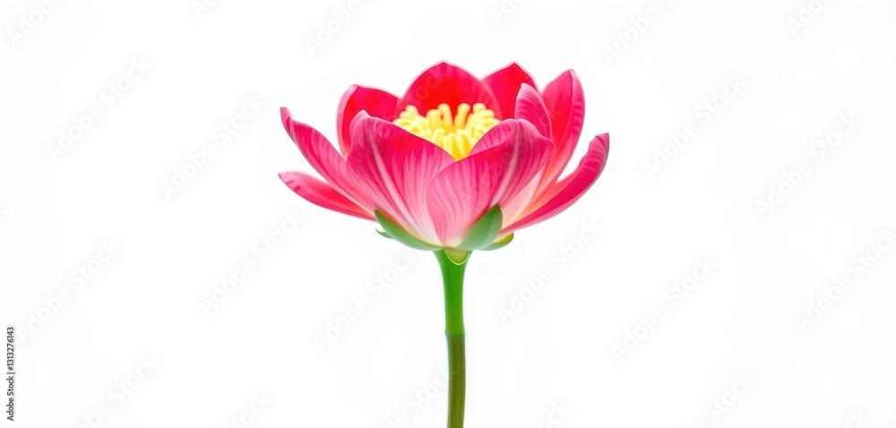 A single vibrant bloom, petals delicately unfurled, against a pure white backdrop, isolated, petals A single vibrant bloom, petals delicately unfurled, against a pure white backdrop, isolated, petals