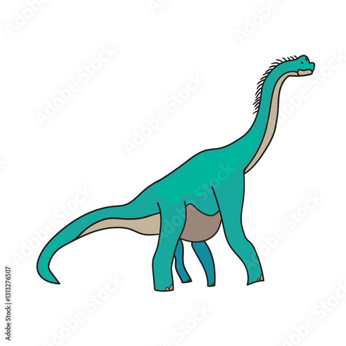 Friendly Sauropod Dinosaur with white Background