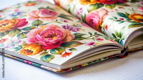 Long Exposure Modern Floral Pattern Journal Page Stock Photo
