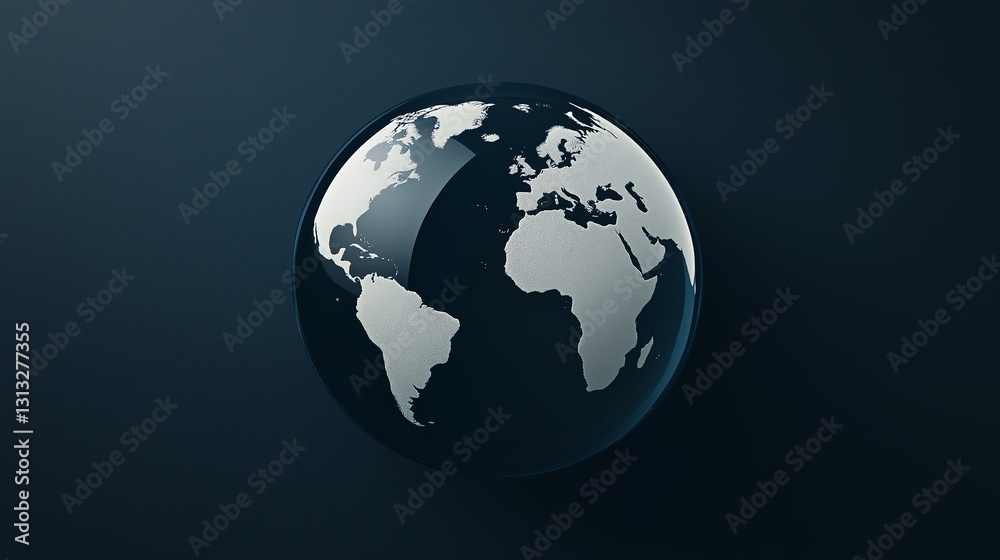 A sleek, modern representation of the Earth, highlighting continents in a minimalistic style A sleek, modern representation of the Earth, highlighting continents in a minimalistic style