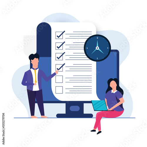 Man planning and Prioritizing tasks to do list. Checklist and effective work planner