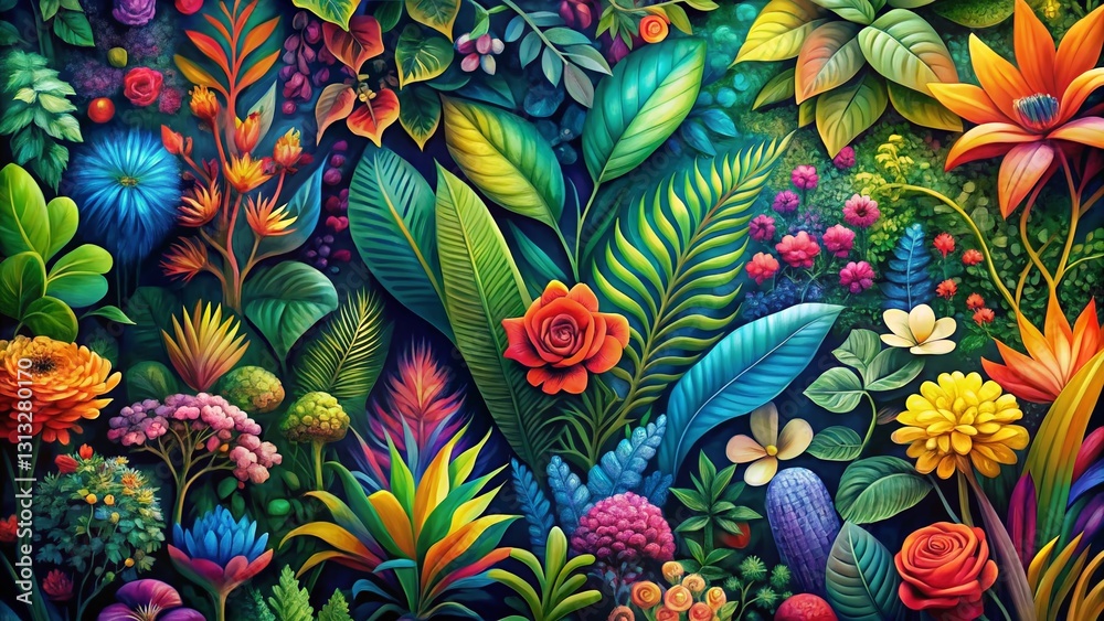 Low Light Botanical Garden Rainbow Pattern Wallpaper Design Low Light Botanical Garden Rainbow Pattern Wallpaper Design