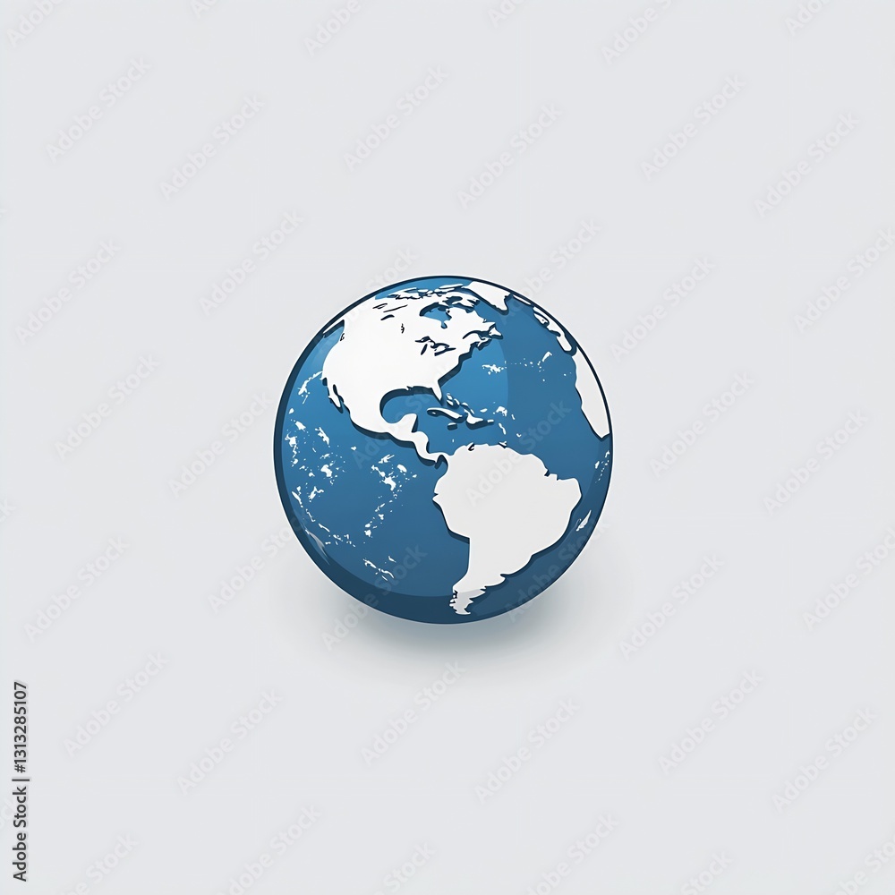 Stylized illustration of a globe with the Americas visible in blue colors emphasizing global themes and concepts : Generative AI Stylized illustration of a globe with the Americas visible in blue colors emphasizing global themes and concepts : Generative AI