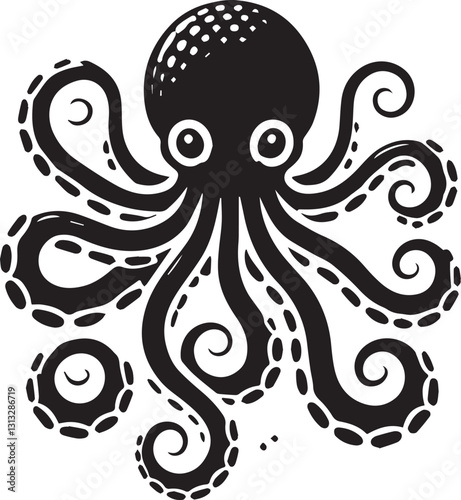 black octopus silhouette vector, octopus logo vector, octopus silhouette vector isolated on white background