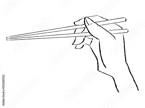 手描きのおはしの手