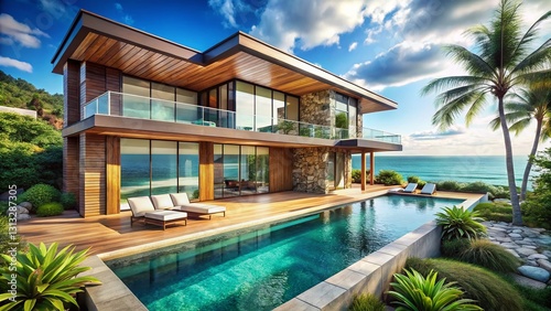 Luxurious Tropical Beachfront Villa Architecture  Stunning Ocean View
