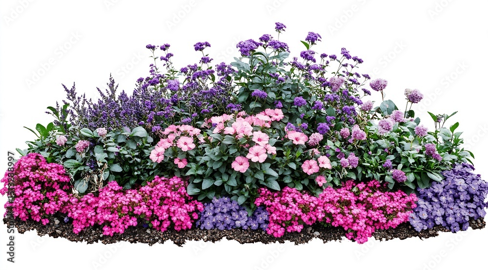Vibrant Multi Colored Flower Bed with Pink Purple and Lavender Blooms Perfect for Gardens and Landscaping : Generative AI Vibrant Multi Colored Flower Bed with Pink Purple and Lavender Blooms Perfect for Gardens and Landscaping : Generative AI