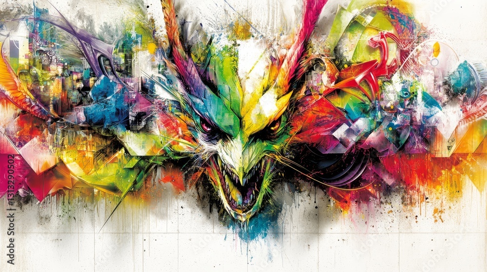 Fototapeta premium Vibrant chromatic animal illustration abstract style expressive art creative design innovative technique contemporary artwork vivid explosion