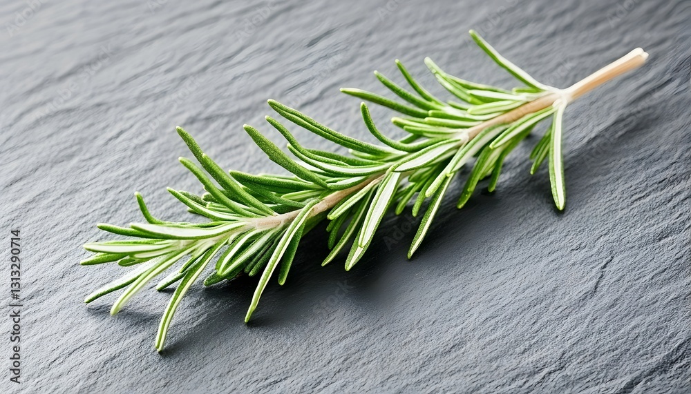 Fresh Rosemary Sprig on Dark Slate Background Fresh Rosemary Sprig on Dark Slate Background
