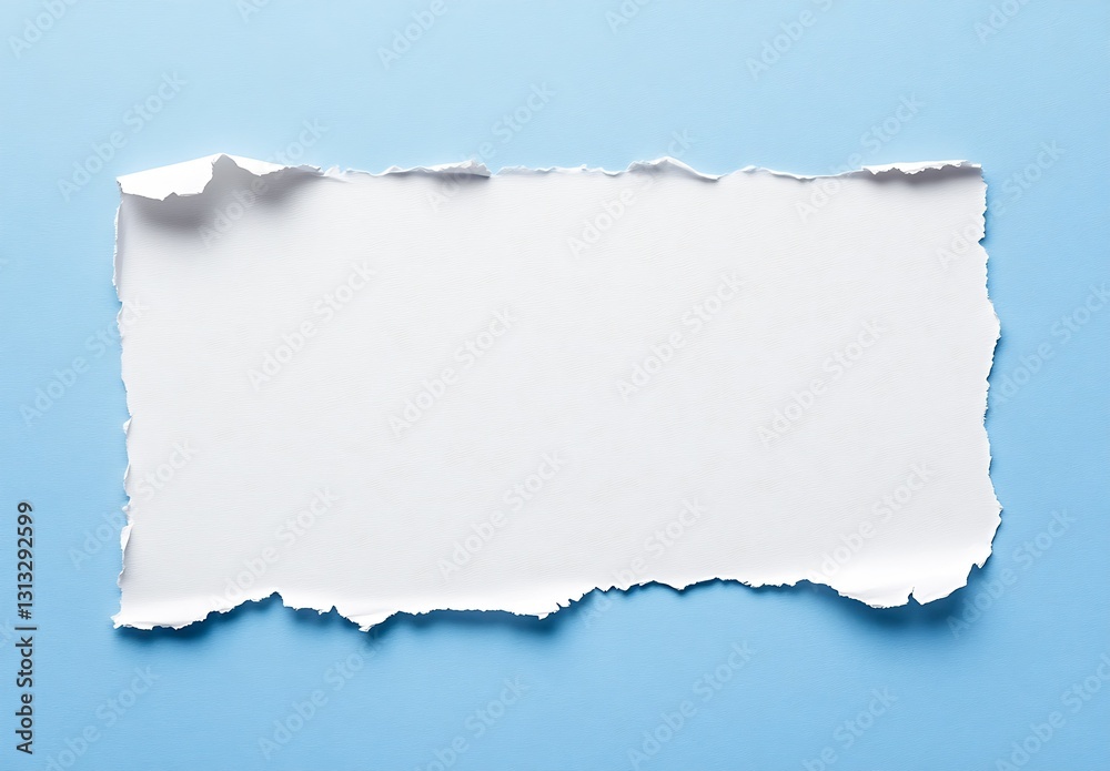 Blank white paper torn on edges with soft blue background for creative design : Generative AI Blank white paper torn on edges with soft blue background for creative design : Generative AI